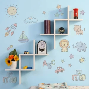 Criss Cross Floating Shelves set of 2 in custom colors for kids bedroom decor