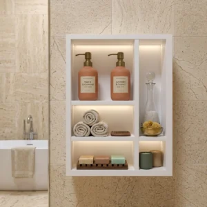 Multipurpose storage organizer floating shelf with drawer in 100% waterproof PVC
